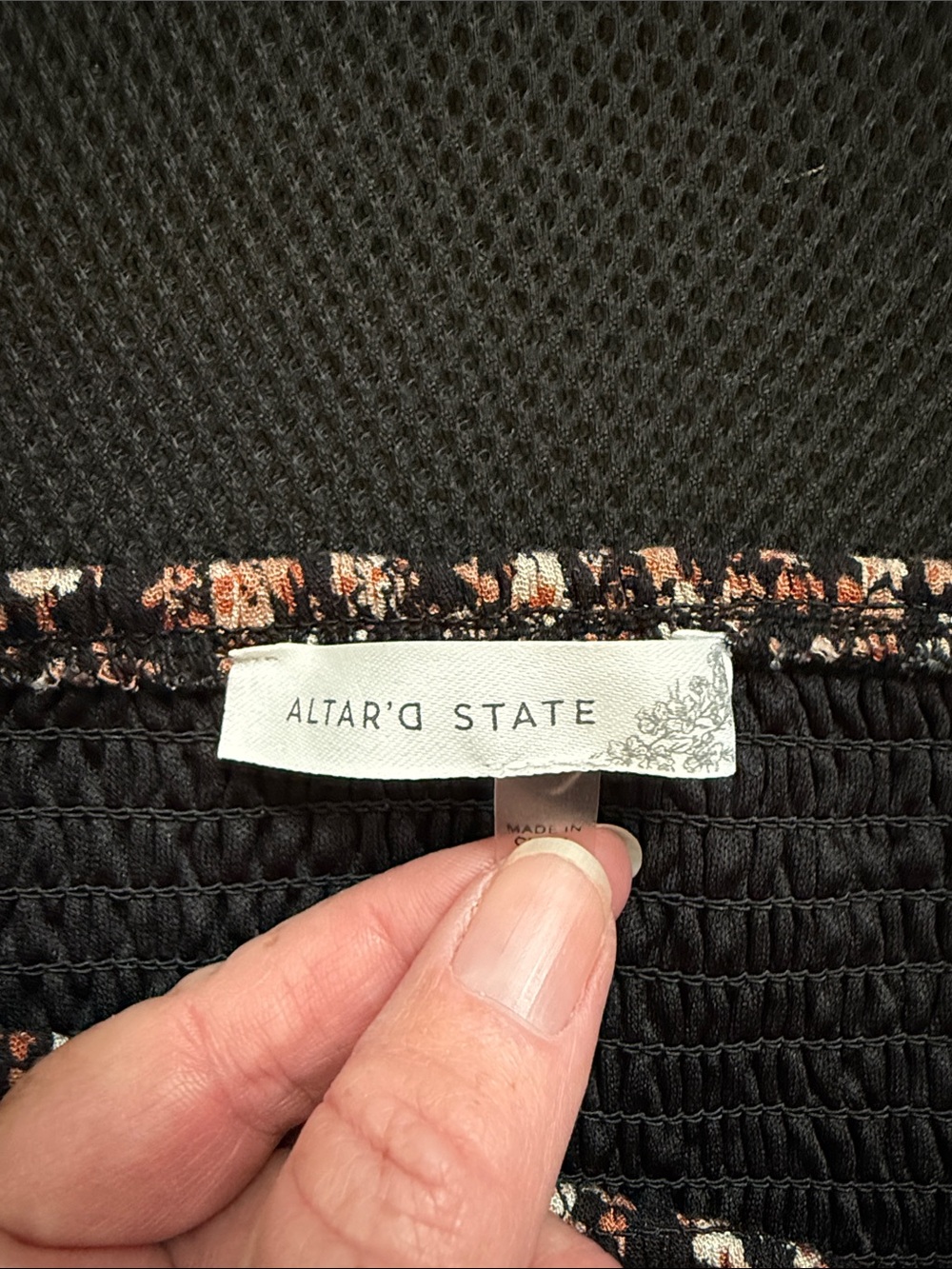 Altar'd State Black Mini Dress with Pink Floral Print - Picture 3 of 3
